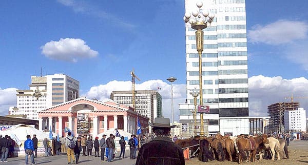 Manifestazione in Piazza Sukhbaatar
